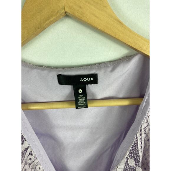 Aqua Ruffled Lace Faux Wrap Dress Purple Size Medium - Picture 5 of 7